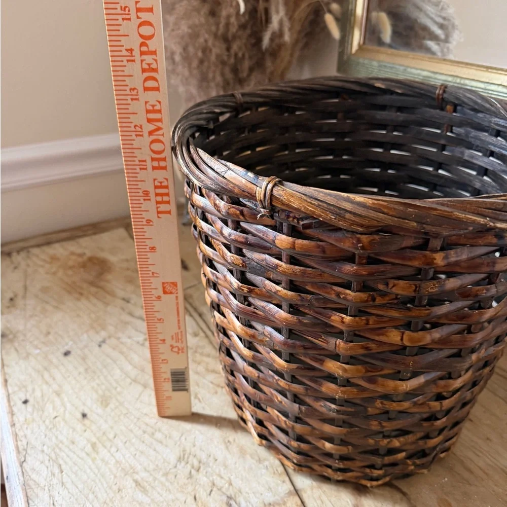 Vintage Woven Brown Rattan Decorative Basket - Home Accents